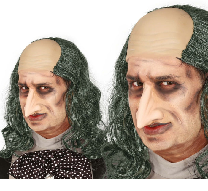 Halloween Pruik Kaal Met Lang Grijs Haar van Fiestas Guirca koop je bij Partywinkel