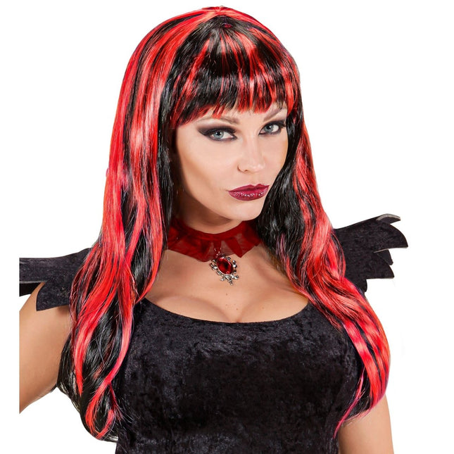 Halloween Pruik Rood Zwart van Widmann koop je bij Partywinkel