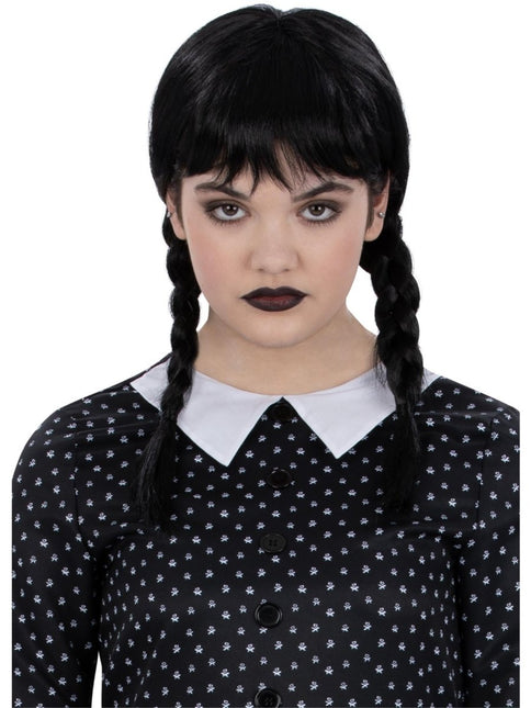 Halloween Pruik Zwart Kind Gothic Vlechten van Smiffys koop je bij Partywinkel