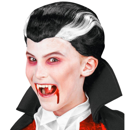 Halloween Pruik Zwart Wit Vampier van Widmann koop je bij Partywinkel