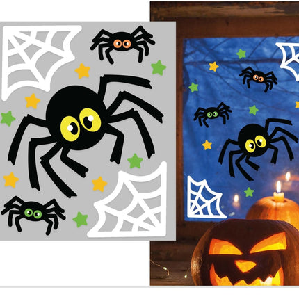 Halloween Raamsticker Spinnen En Spinnenweb 25cm van Fiestas Guirca koop je bij Partywinkel