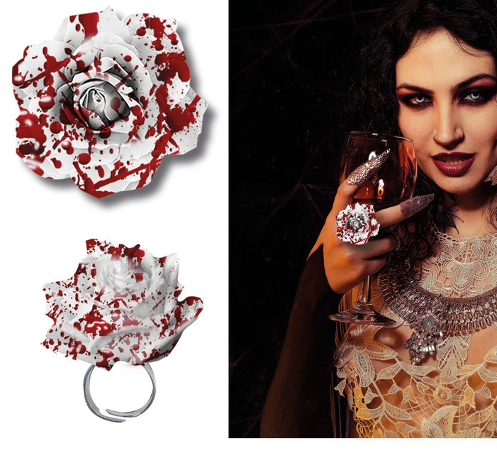 Halloween Ring Bloederige Bloem van Fiestas Guirca koop je bij Partywinkel