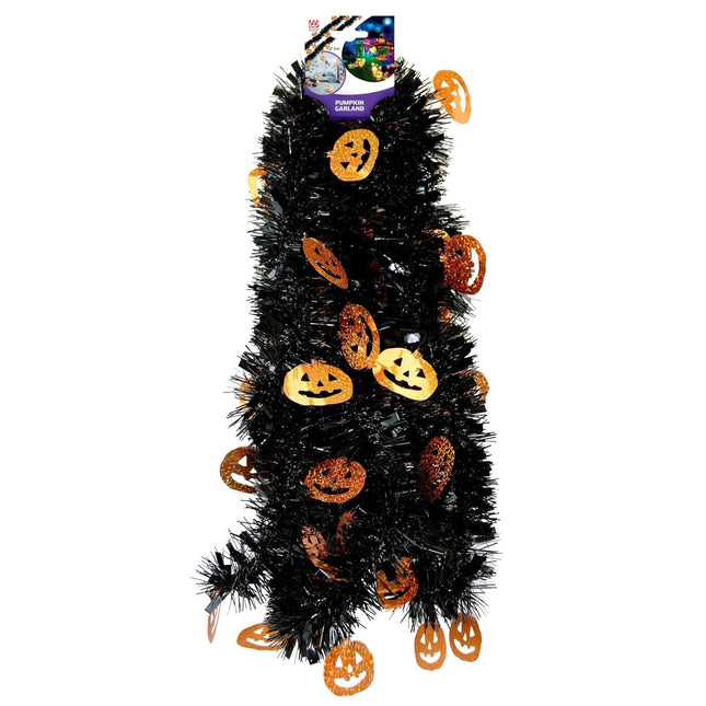 Halloween Slinger Zwart Oranje Pompoen 3m van Widmann koop je bij Partywinkel