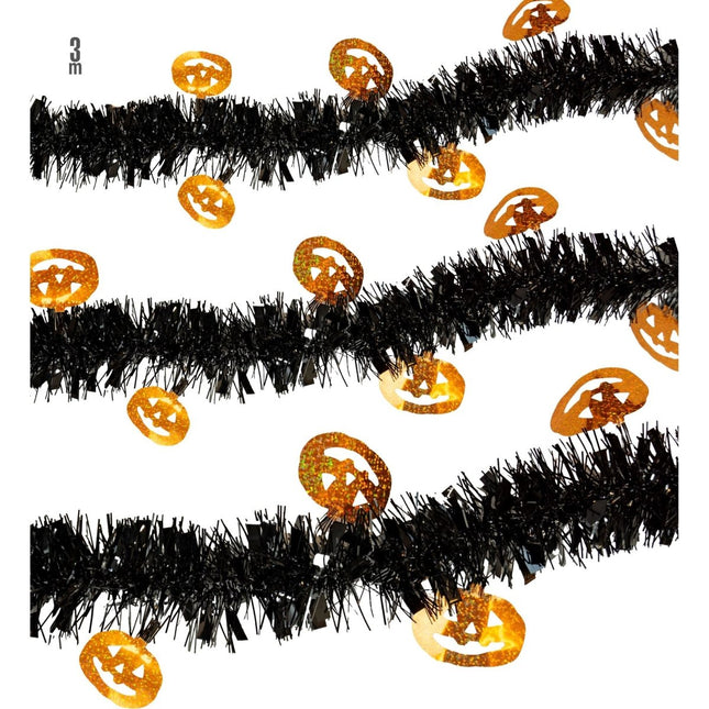 Halloween Slinger Zwart Oranje Pompoen 3m van Widmann koop je bij Partywinkel