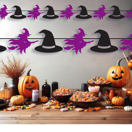 Halloween Slinger Zwart Paars Heksen 3m van Fiestas Guirca koop je bij Partywinkel