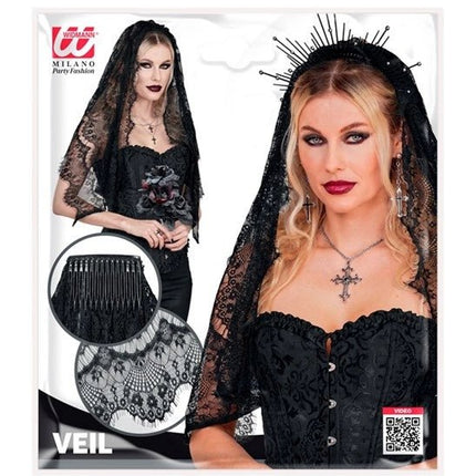 Halloween Sluier Zwart Kant van Widmann koop je bij Partywinkel