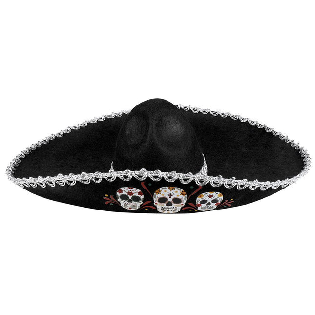 Halloween Sombrero Doodshoofden 56cm van Boland koop je bij Partywinkel