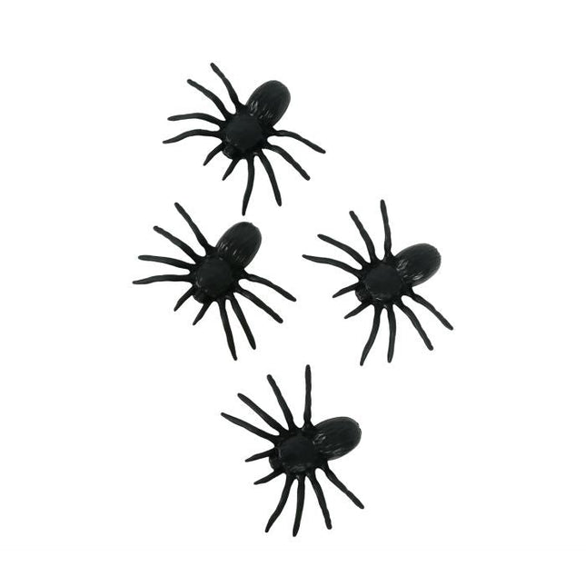 Halloween Spinnen Set 10cm 4 delig van Fiestas Guirca koop je bij Partywinkel