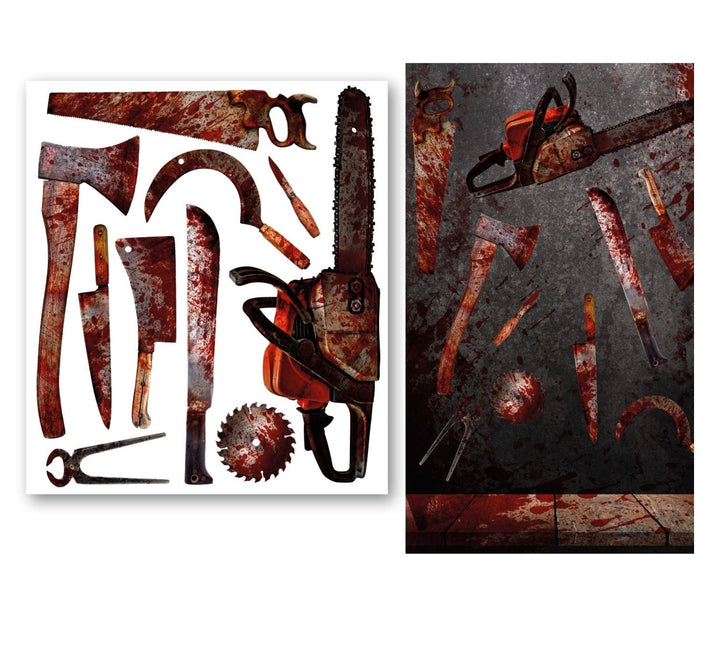 Halloween Stickers Bloederig Gereedschap 80cm van Fiestas Guirca koop je bij Partywinkel