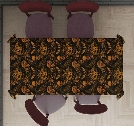 Halloween Tafelkleed Zwart Oranje Pompoen 2,74m van Fiestas Guirca koop je bij Partywinkel