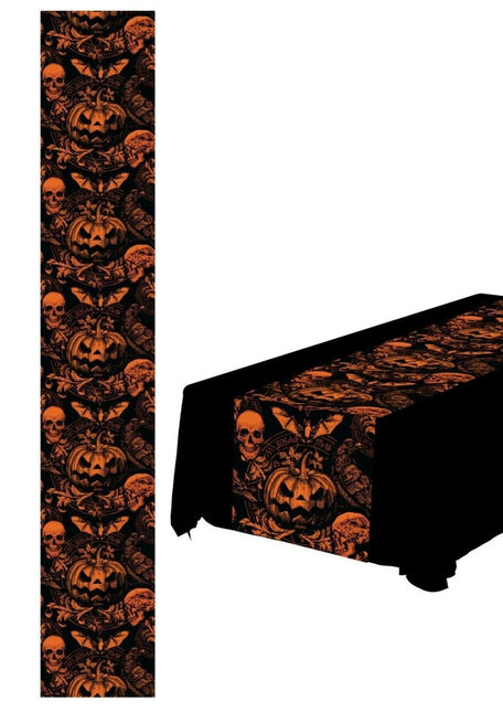 Halloween Tafelloper Pompoen 2,74m van Fiestas Guirca koop je bij Partywinkel