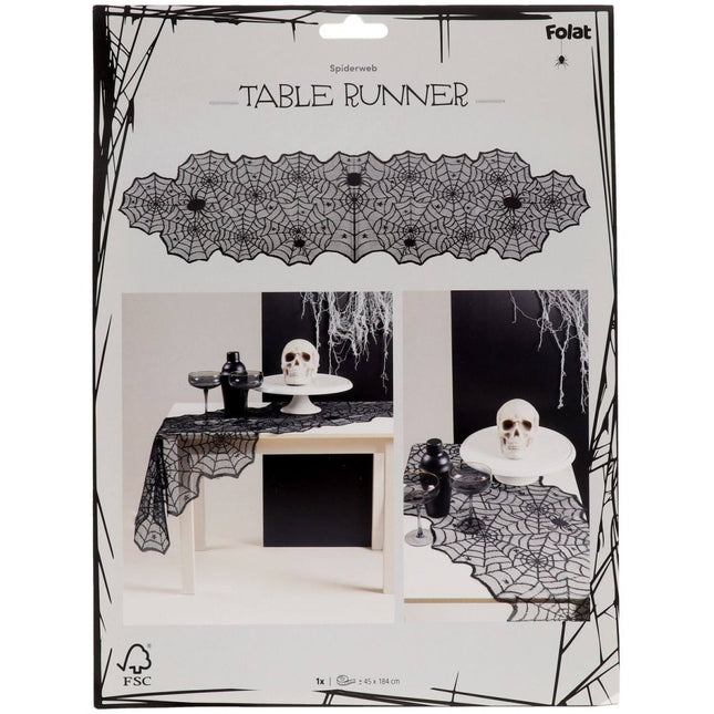 Halloween Tafelloper Spinnenwebben 1,85cm van Folat koop je bij Partywinkel