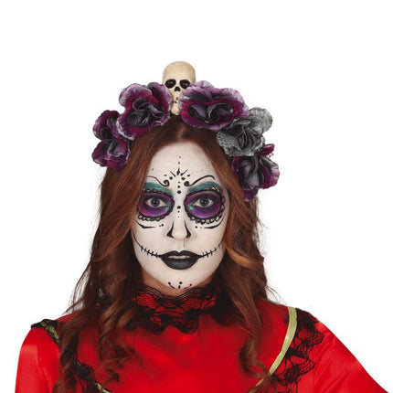 Halloween Tiara Bloemen Grijs van Fiestas Guirca koop je bij Partywinkel