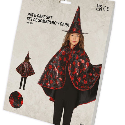 Halloween Verkleedset Zwart Rood Meisje Heks 2 delig van Fiestas Guirca koop je bij Partywinkel