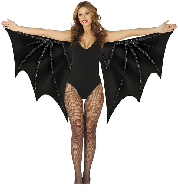Halloween Vleugels Zwart Vleermuis 1,7m van Fiestas Guirca koop je bij Partywinkel