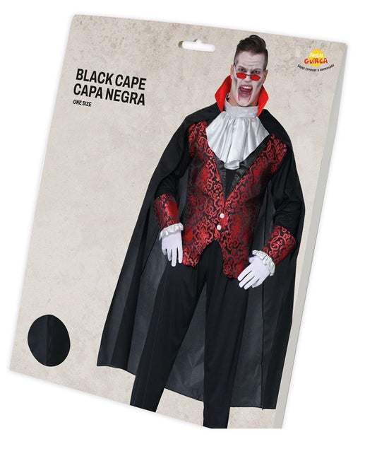 Halloween Zwarte Cape 1,4m van Fiestas Guirca koop je bij Partywinkel