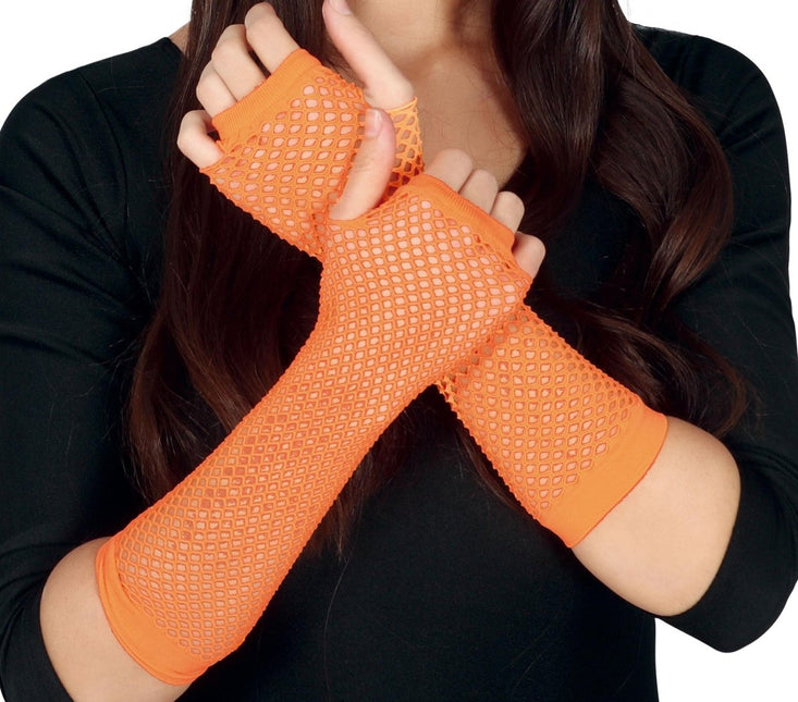 Handschoen Visnet Neon Oranje van Fiestas Guirca koop je bij Partywinkel