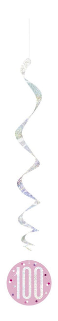 Hangdecoratie 100 Jaar Roze 81cm 6st van Unique koop je bij Partywinkel