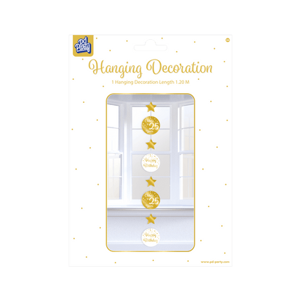 Hangdecoratie 25 Jaar Goud Wit 20,5cm van Paper Dreams koop je bij Partywinkel