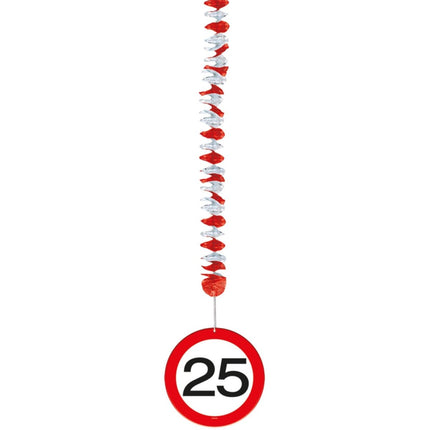 Hangdecoratie 25 Jaar Verkeersbord 75cm 3st van Folat koop je bij Partywinkel