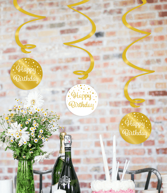 Hangdecoratie 30 Jaar Happy Birthday 17cm 3st van Paper Dreams koop je bij Partywinkel