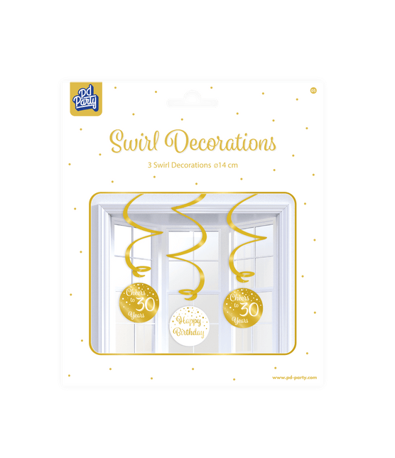 Hangdecoratie 30 Jaar Happy Birthday 17cm 3st van Paper Dreams koop je bij Partywinkel