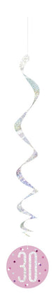 Hangdecoratie 30 Jaar Roze 81cm 6st van Unique koop je bij Partywinkel