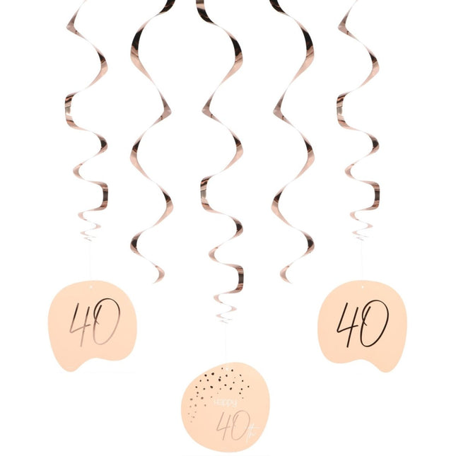 Hangdecoratie 40 Jaar Rose Goud 75cm 5st van Folat koop je bij Partywinkel