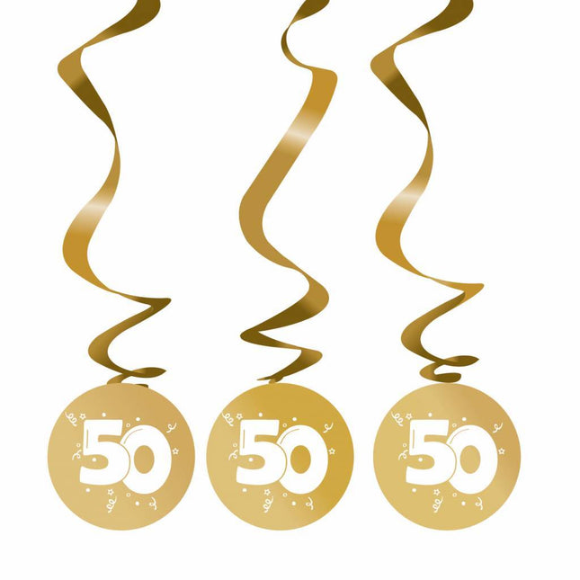 Hangdecoratie 50 Jaar Goud Versiering 75cm 3st van Haza Witbaard koop je bij Partywinkel