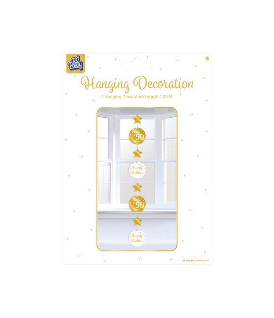 Hangdecoratie 50 Jaar Goud Wit 20,5cm van Paper Dreams koop je bij Partywinkel