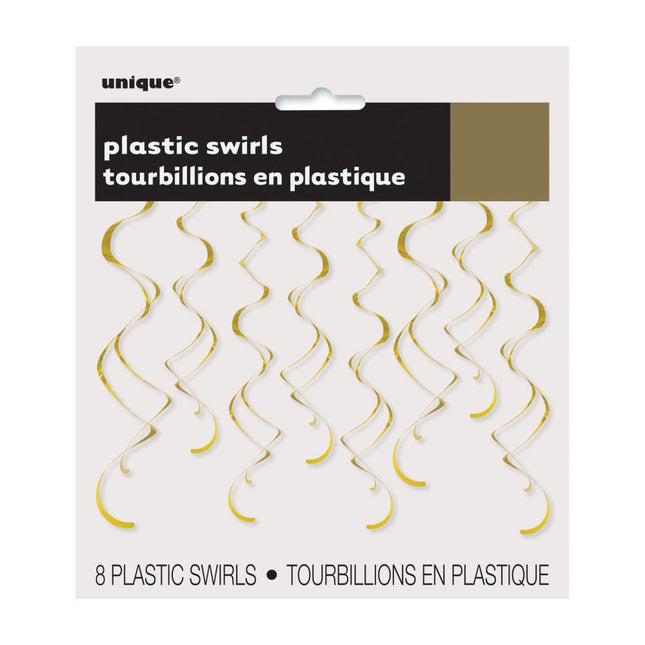 Hangdecoratie Goud 66cm 8st van Unique koop je bij Partywinkel