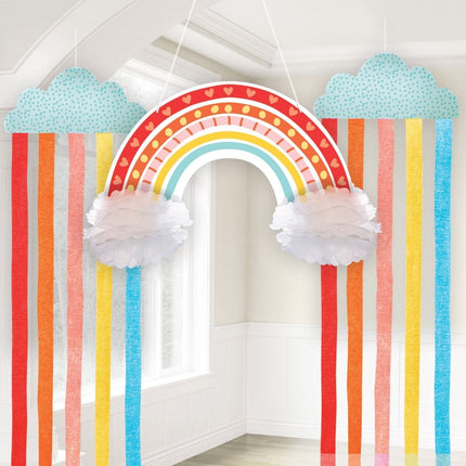 Hangdecoratieset Regenboog 3 delig van Riethmueller koop je bij Partywinkel