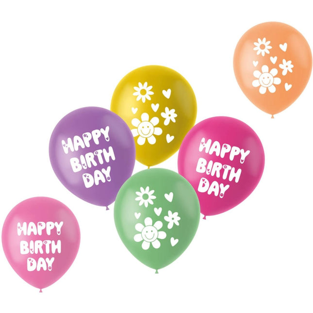 Happy Birthday Ballonnen Emoij Leeg 33cm 6st van Folat koop je bij Partywinkel