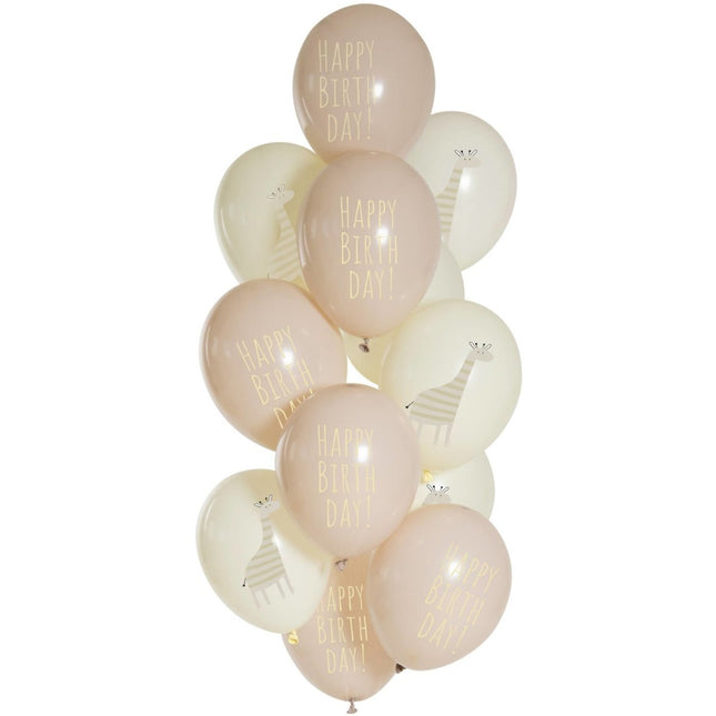Happy Birthday Ballonnen Giraffe 33cm 12st van Folat koop je bij Partywinkel