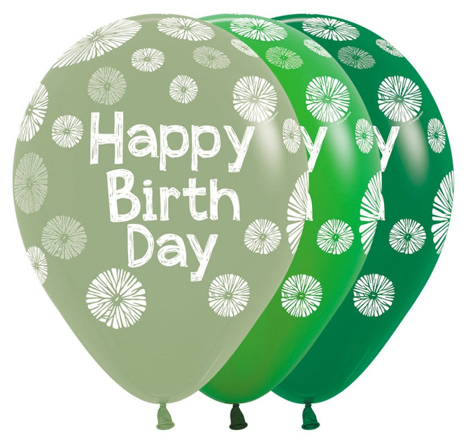 Happy Birthday Ballonnen Groen 30cm 25st van Sempertex koop je bij Partywinkel