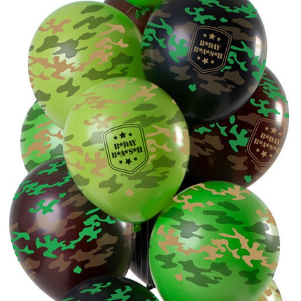 Happy Birthday Ballonnen Legerprint 30cm 12st van Folat koop je bij Partywinkel