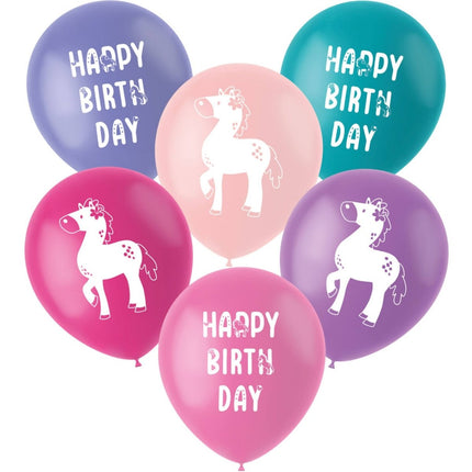 Happy Birthday Ballonnen Paarden 33cm 6st van Folat koop je bij Partywinkel
