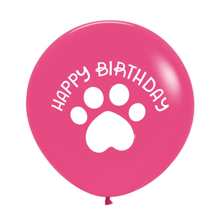 Happy Birthday Ballonnen Roze Paw Print 60cm 3st van Sempertex koop je bij Partywinkel