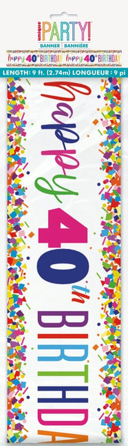 Happy Birthday Banner 40 Jaar 2,74m van Unique koop je bij Partywinkel