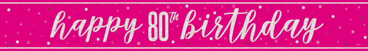 Happy Birthday Banner Roze 80 Jaar 2,75m van Unique koop je bij Partywinkel