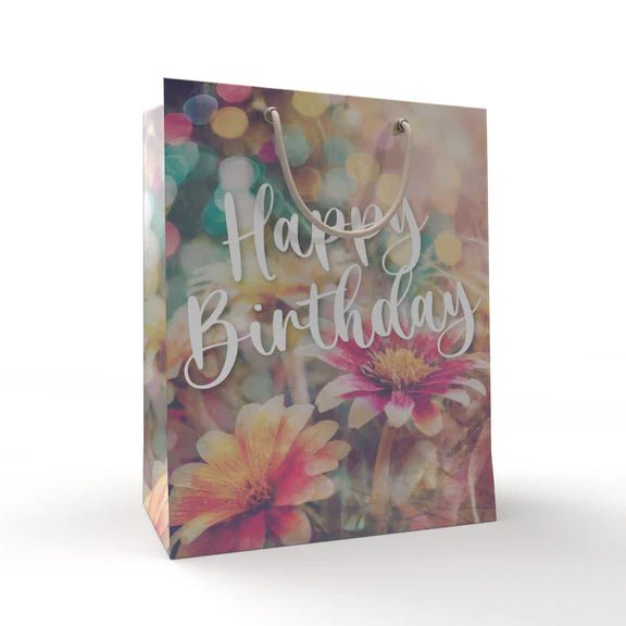 Happy Birthday Cadeautasje Bloemen 21cm 12st van VDV Benefit koop je bij Partywinkel