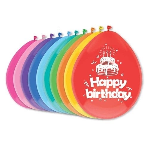 Happy Birthday Cake Ballonnen 30cm 10st van Haza Witbaard koop je bij Partywinkel