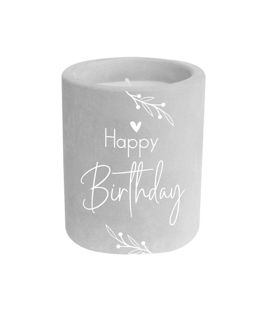 Happy Birthday Cement Kaars Grijs 8cm van Paper Dreams koop je bij Partywinkel