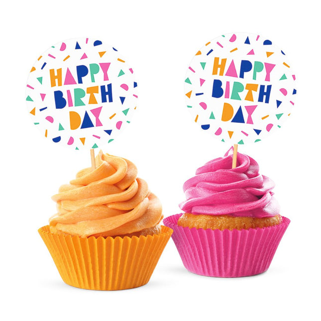 Happy Birthday Cocktailprikkers Confetti 12st van WeFiesta koop je bij Partywinkel