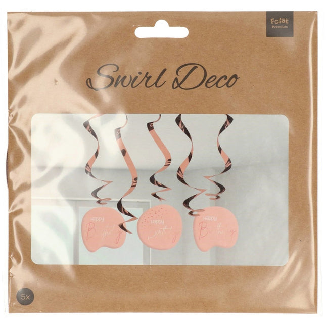 Happy Birthday Hangdecoratie Roze 75cm 5st van Folat koop je bij Partywinkel