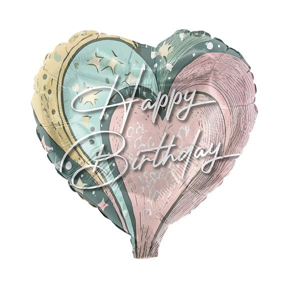 Happy Birthday Helium Ballon Hart Pastel Leeg 45cm van VDV Benefit koop je bij Partywinkel