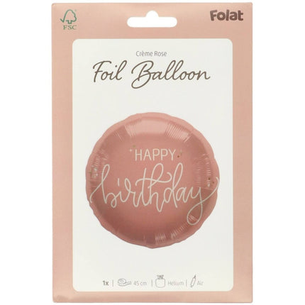 Happy Birthday Helium Ballon Roze Leeg 45cm van Folat koop je bij Partywinkel
