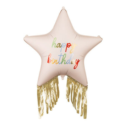 Happy Birthday Helium Ballon Ster Met Franjes 72cm van Partydeco koop je bij Partywinkel
