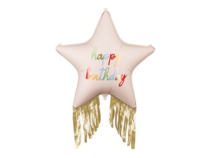 Happy Birthday Helium Ballon Ster Met Franjes 72cm van Partydeco koop je bij Partywinkel