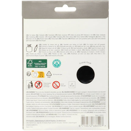 Happy Birthday Helium Ballon Zwart Wit Leeg 45cm van Folat koop je bij Partywinkel